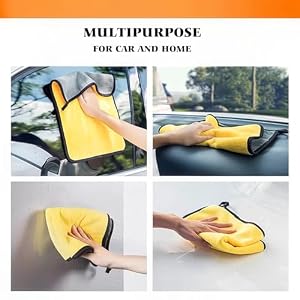 10 Pack Premium Microfiber Towels Coral velvet Washing and Detailing Towels for Car Detailing Household Cleaning Ultra-Soft Super Absorbent, Lint Streak-Free 11.8"x15.7” Cleaning Cloth (Yellow/Grey) — photo 3 of 6