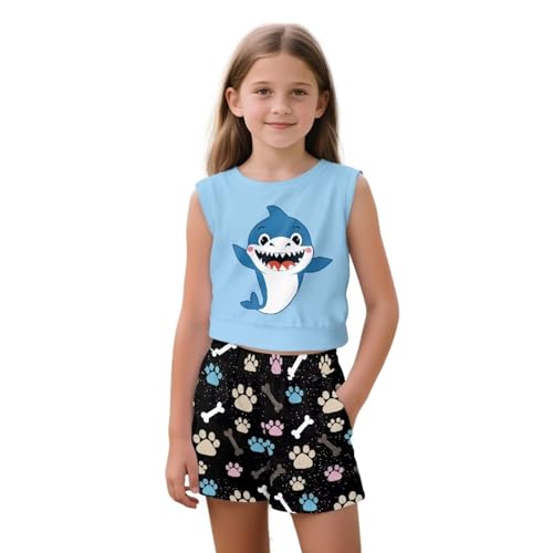ZFRXIGN Summer Outfits for Girls 5-14 Years Hawaiian Girls Outfit 2 Piece Summer Sets Athletic Tank Tops for Play Wear
