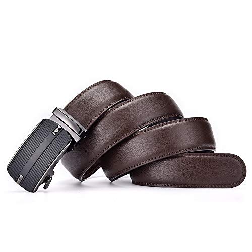 Men's leather ratchet belt with Automatic Click Buckle Dress Belt Men3