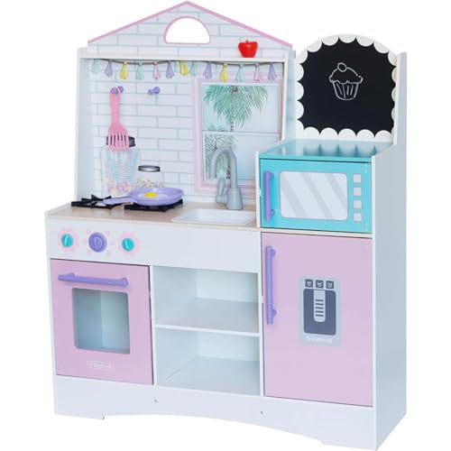 KidKraft Cuisine Enfant en Bois Dreamy Delights, Dinette Incluant Accessoires, Ustensiles et Aliments, Jeu d'imitation, Jouet Enfant dès 3 Ans, 10119