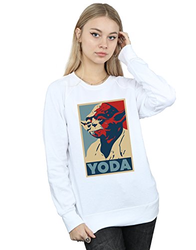 Absolute Cult Star Wars Women's Yoda Poster Sweatshirt White Small