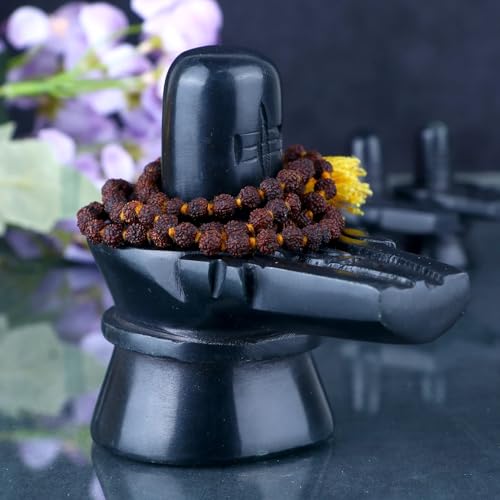 SATVIK 5-5.5 CM Black Stone Shivling Handcrafted Spiritual Idol for Home & Puja (Small)