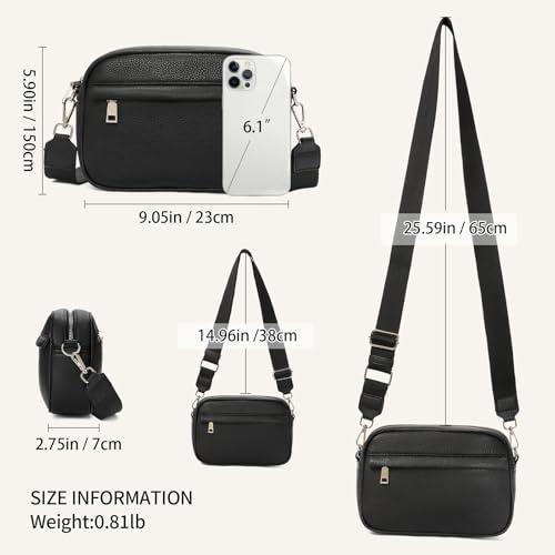 Sacoche crossbody femme cuir vegan grand format multi-compartiment sangle large - 4