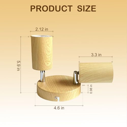 Image of 2 Light Track Lighting Fixtures for Ceiling LED Aluminum Wood Grain Spot Lights Indoor Round Chassis GU10 Base Lamp Rotatable Modern Ceiling Spotlight for Bedroom Kitchen Hallway (Bulb Not Included)