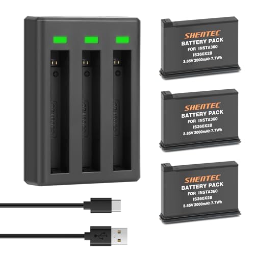 2X Shentec 3.85V 2000mAh Insta360 X2 Batería Accesorios Insta 360 One X2 cámara incluir Cargador baterías USB para Insta360 X2 Cargador de bateria Insta360 One X2 Accesorios