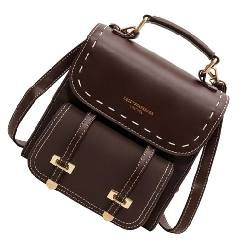 HENYGEN Vintage Korean Styles PU Leather Backpacks For Women Soft Shoulder Bag Ergonomic Daypacks Roomy Compartment