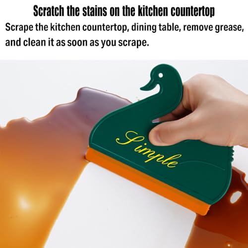 Image of Squeegee Bathroom Glass Door Cleaning Scraper with Hanging Hook, Silicone Mini Kitchen Countertop Squeegee, Water Wiper Scraper for Sink Tiles Cleaning Tools (Swan 2PCS)