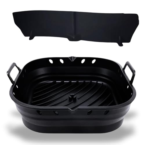 Molde Silicona Freidora de Aire, Bandeja Silicona Air Fryer para COSORI Cecotec 5,5L, 6L, Reutilizable Recipientes Cuadrado Cesta Utensilios Accesorios para Freidora de Aire, Microondas