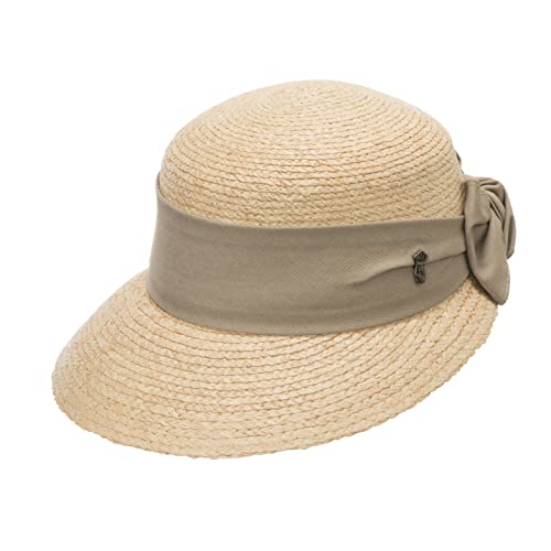 Ultrafino Golf Visor Scoop Panama Straw Hat Womens Khaki Hatband Small #TOP1