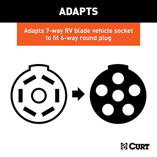 Curt 57283 8-Foot Flat Towing 7-Way Rv Blade Motorhome To 6-Way Round Dinghy Vehicle Wiring Adapter Extension Harness , Blue #TOP3