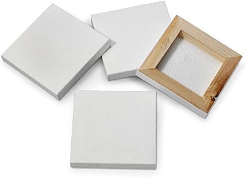4 x Mini Artists White Canvas 7x7cm Art Craft Stretched Framed Canvas