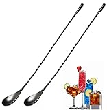 GLAMFIELDS 12-Inch Long Handle Mixing Spoons,Cocktail Spoon, Stirring Spoons for Drink, Stainless...