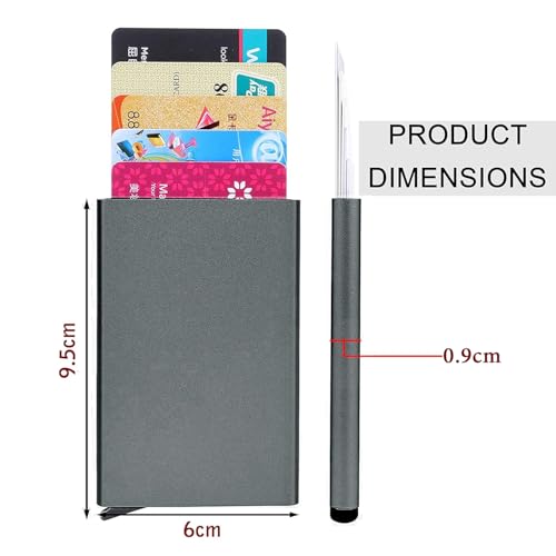 SNDIA Grey Metal RFID Metal RFID Blocking Aluminum Pop Up Smart Credit Debit ATM Card Holder Case Wallet for Men Women (6x0.9x9.5 cm) 2 41QK2xAp YL
