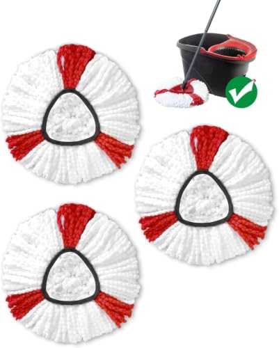 3 Stück Wischmopp Ersatzköpfe Kompatibel mit Vileda Turbo 2-in-1 Mop, Wischmop Ersatzbezug, Mikrofaser Wischmob Ersatzmop Moppköpfe für Bodenwischer und EasyWring&Clean Mopp