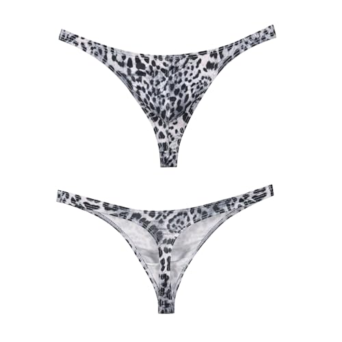 Men's Leopard Print Thong U Drum Bag Sexy Gold/Black/Skin 3 Pack4