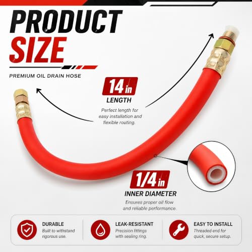 Image of HON1012 HON1412 12mm Oil Drain Hose for Honda GX Engines, 2 Pack | 12mm oil drain hose fits for Honda GX240 GX270 GX340 GX360 GX390 and GC160 small engines; 2-pack replacement drain tubes