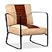 Leepesx Fauteuil de Salon Style Industriel Chaise Marron Cuir véritable et Toile