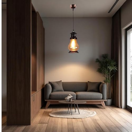 Image of Cherry Hanging Pendant Light for Home, Vintage Ceiling Lamp for Dining Room, Living, Bedroom, Metal & Glass Indoor Light Fixture, (Bulb not Included) Pack of 1