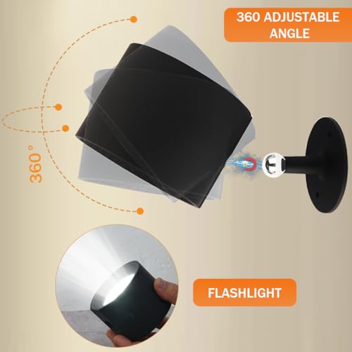 Image of ELEPHANTBOAT Wall Lights for Home Decoration 360 Rotatable Magnetic Wall Light RGB Night Lamp for Bedroom Wall Rechargeable Lights for Room, Built-in 2000 mAh & Remote Brightness Adjustment