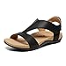 Athlefit Black Orthopedic Sandals for Women Comfortable Orthotic Arch Support Sandals for Summer Beach Size 9