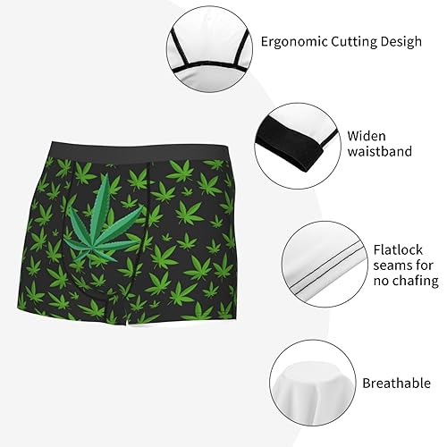 Weed Leaf Cannabis Marijuana Mens Boxer Briefs Knickers Elastic Underpants Breathable Trunks2