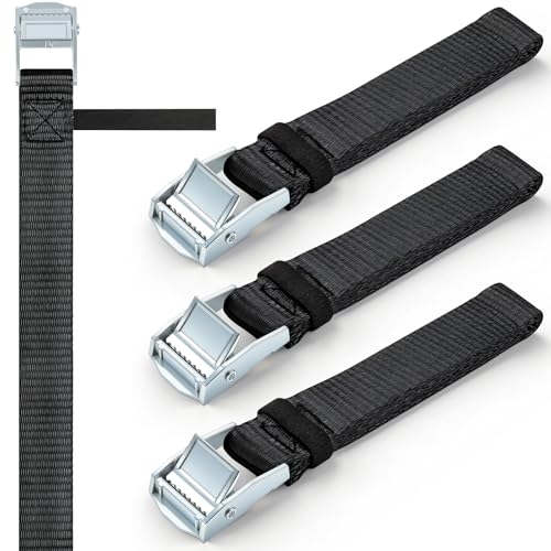 Caianwin 4 Stück 1m Spanngurte Schwarz Zurrgurt mit Klemmverschluss Breite 25mm Spanngurt Befestigungsgurt mit Kabelbinder Aufbewahrung für Transport Fracht Kofferraum
