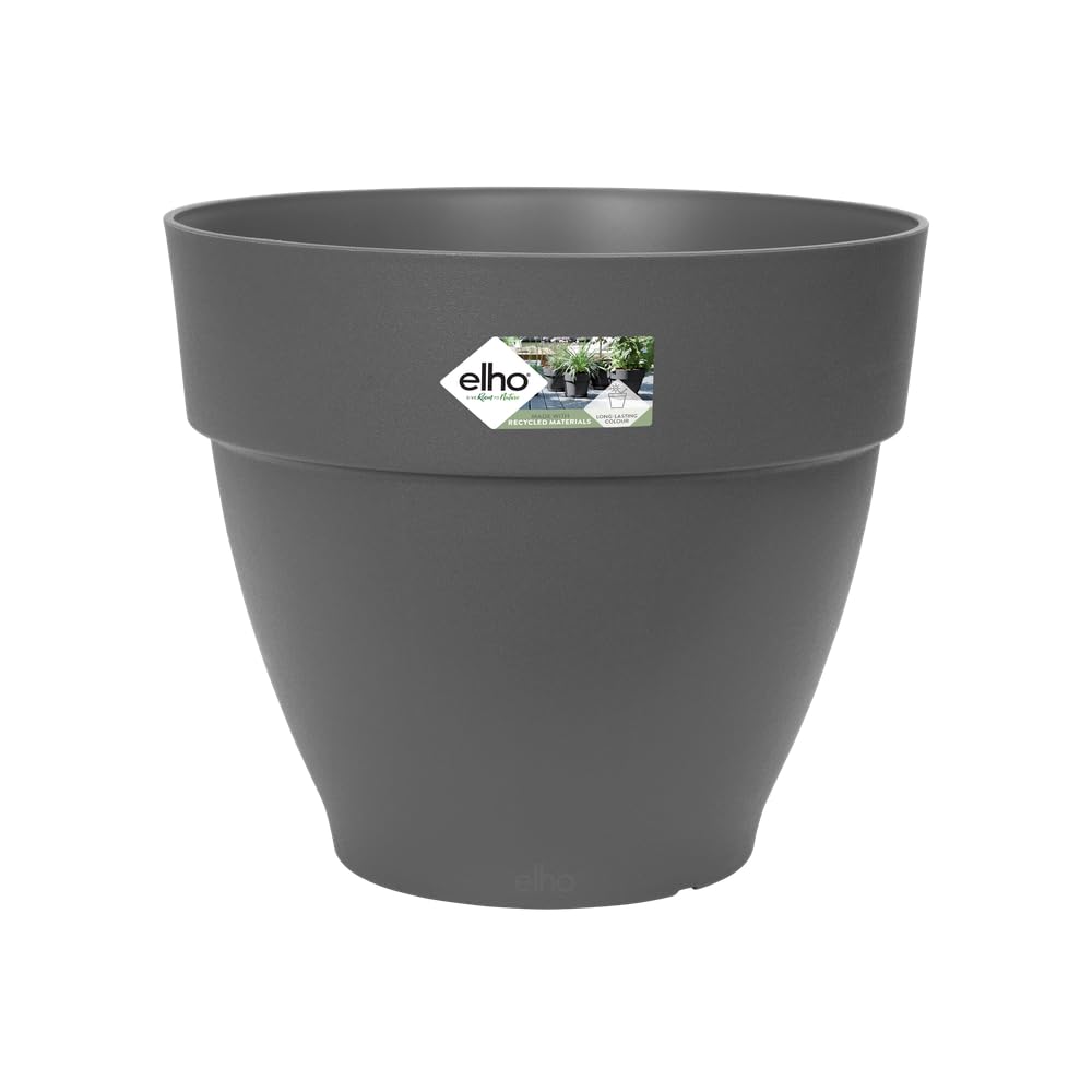 elho Vibia Campana Round 30 - Plant Pot for Outdoor - 100% Recycled Plastic - Ø 29.8 x H 25.8 cm - Black/Anthracite