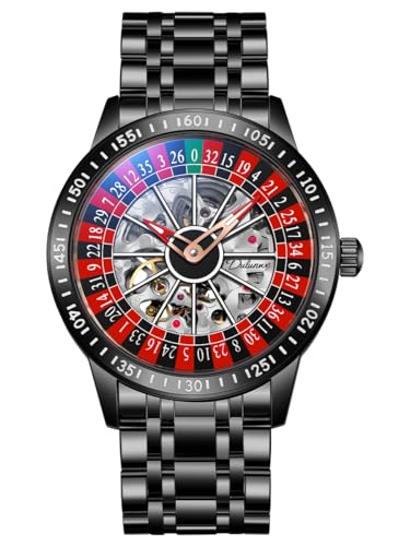 Minskolei Shield Montres pour Hommes Roulette Montre à Cadran Rotatif Mouvement Mécanique...