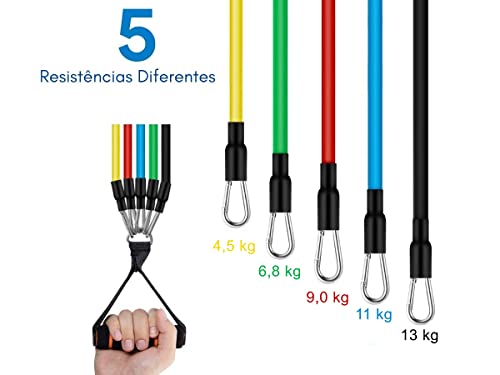 Kit Elástico Extensor Tubing Basic 12 Peças Bravus Sport