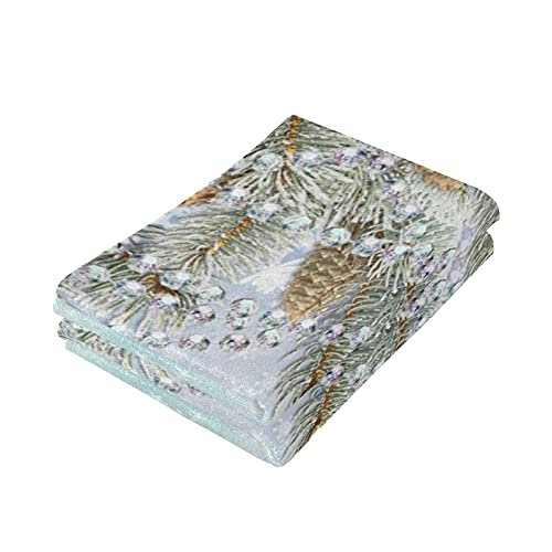 Christmas Winter Snowman Hand Bath Towel Set Of 2 Snowflake Pine Cones Bathroom Towel 16X30 In Soft Absorbent Small Guest Towels Hanging Kitchen Dish Towel Xmas Holiday Decor Gifts #TOP3