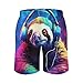 Men & Boys Fit Swim Trunks for Beach Athletic Hiking Quick Dry Drawstring Essentials Half Pants with Pockets Lining, Beachwear Neon Sloth Enjoy Music Art Fashion Swim Trunks