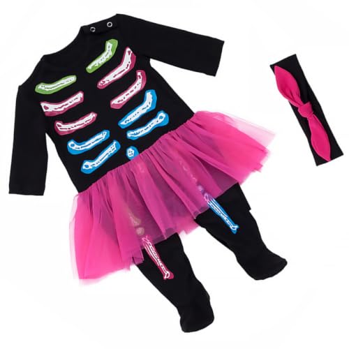Mono infantil de calavera larga cómodo de cuello redondo en algodón estampado