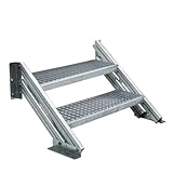 Gitterroststufen feuerverzinkt 1000 x 270mm, Alu-Profilholme 2x 850mm + 2x 650mm