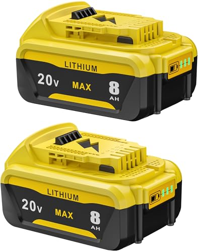 HOCHSTERN 2Pack 8.0Ah Battery Replacement for Dewalt 20V Max Battery Compatible with Dewalt 20 Volt Lithium Ion Batteries DCB205 DCB203 DCB201 DCB210 DCB200 Cordless Tools