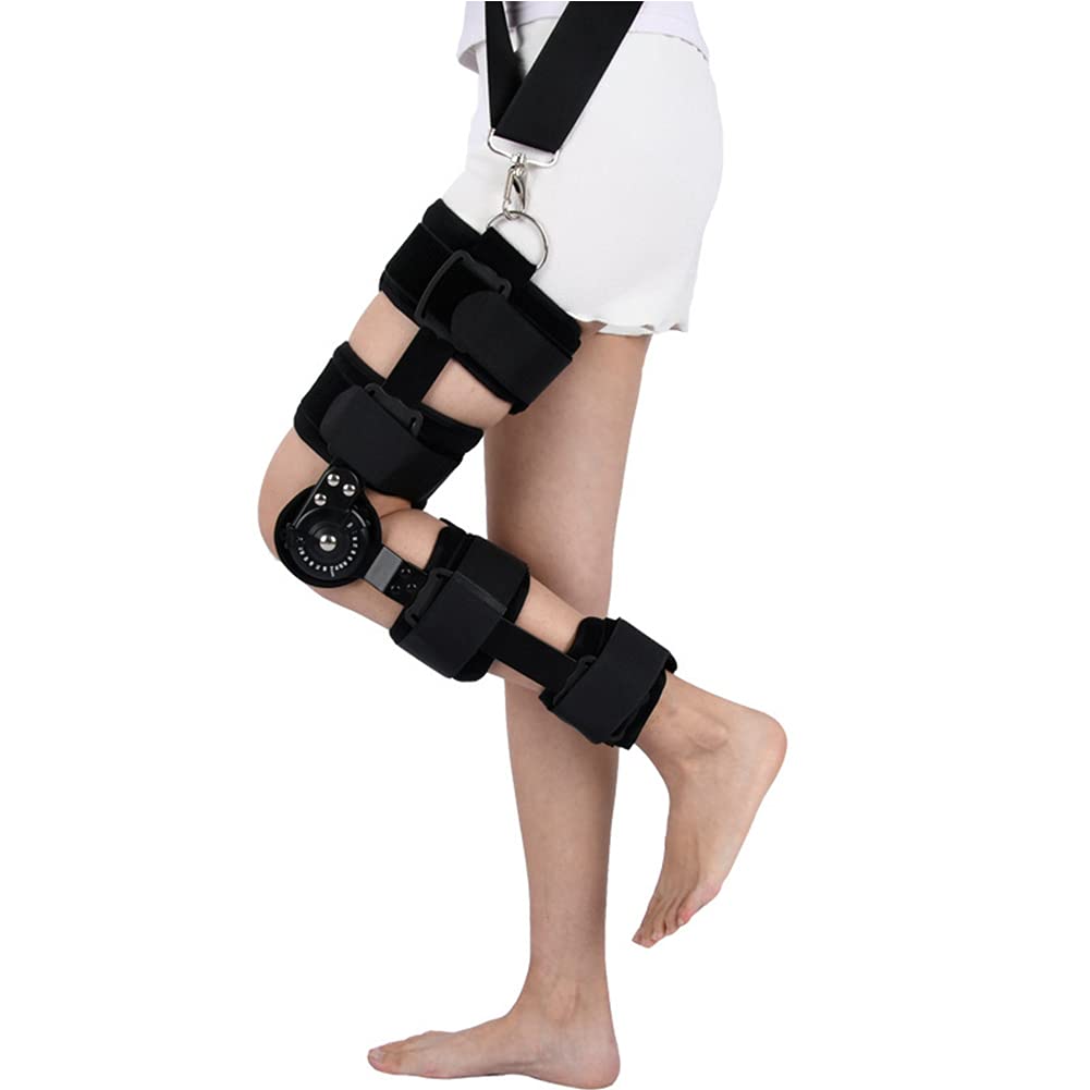 Verstellbare Knieorthese Mit Scharnier, Verstellbare Patella-Orthese Nach Operationen, Stabilisatorpolster, Orthesen-Schienenwickel, Orthopädischer Schutzschutz – Beinort（Left-L）
