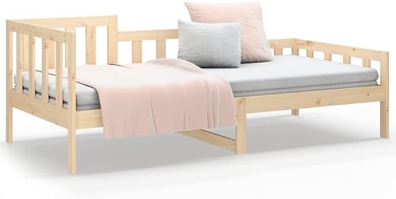 Wooden Slatted Base Day Bed without Mattress 90x190 cm Single Solid Pine Sofa Bed with Storage