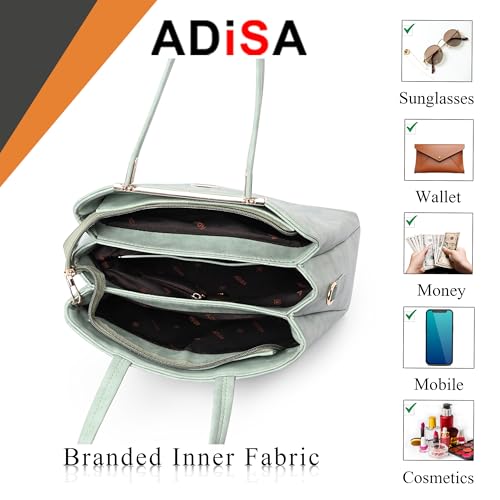 Image of ADISA two tone handbag 3 compartments shoulder bag for women and girls with sling belt (AD4084)