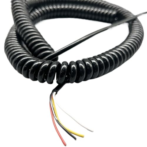 Bobina retrattile a filo elastico multicore, Cavo di alimentazione a spirale nero 20AWG resistente al freddo, cavo a spirale a 4 fili(Stretch 3.75 Meters)