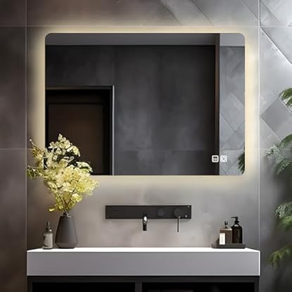 LISA Specchio da bagno a LED con illuminazione, 80 x 60 cm, specchio da bagno grande con touch, dimmerabile, bianco caldo/bianco freddo, antiappannamento, per bagno, WC, corridoio, illuminazione: vedi il prezzo e le caratteristiche Foto di LISA Specchio da bagno a LED con illuminazione, 80 x 60 cm, specchio da bagno grande con touch, dimmerabile, bianco caldo/bianco freddo, antiappannamento, per bagno, WC, corridoio, illuminazione