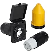 50 AMP RV Power Inlet Plug Set, 125V 250V Electrical Power Inlet with Connector Plug Cord Cover R...
