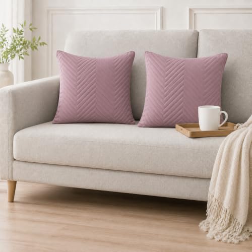 Image of RD TREND UltraSonic Microfiber Cushion Covers 24 inch x24 inch, Set of 2, 250 TC, Back Zipper (Mauve Rose)