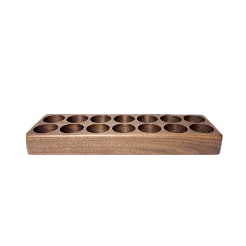 RainbowJise 7 / 14 Slots Wooden Essential Oil Organizer, Durable Tabletop Makeup Storage Rack Display Stand for Essential Oils Rack for 10-20ml Bottles (14 slots)