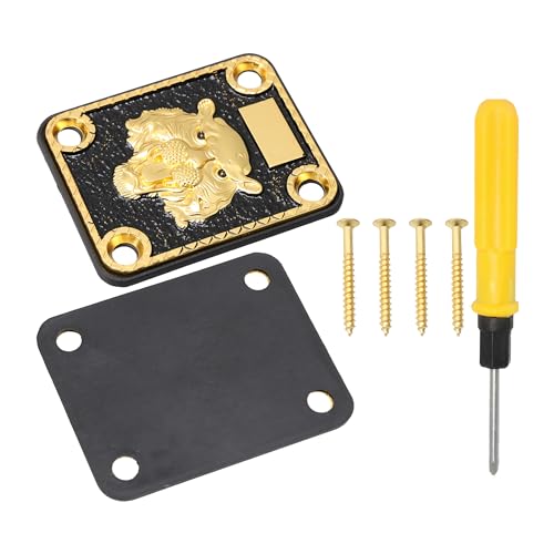 Yibuy Zinc Alloy Neck Plate for Guitars Gold and Black 2.5