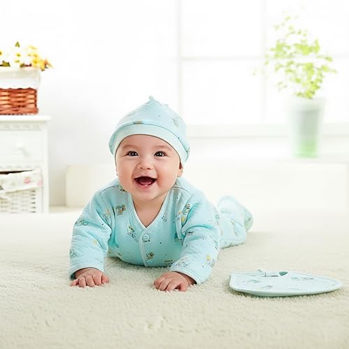 Image of Presents New Born Baby Summer Wear Printed Baby Clothes 5Pcs Sets 100% Cotton Boys Girls Unisex Baby Cotton /Summer or Flannel Suit Infant Clothes First Gift for New Born (0-6 Months)