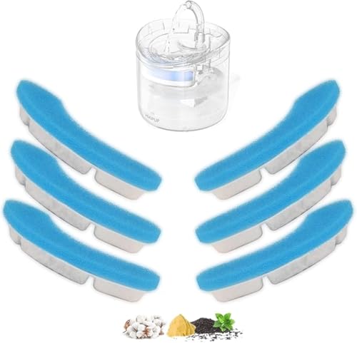 Image of Furry Life Automatic Cat Water Fountain with Ultra-Quiet Pump | Activated Carbon Filter for Clean Drinking Water (SkyBlue-White, Arc-Shaped (Pack of 6))