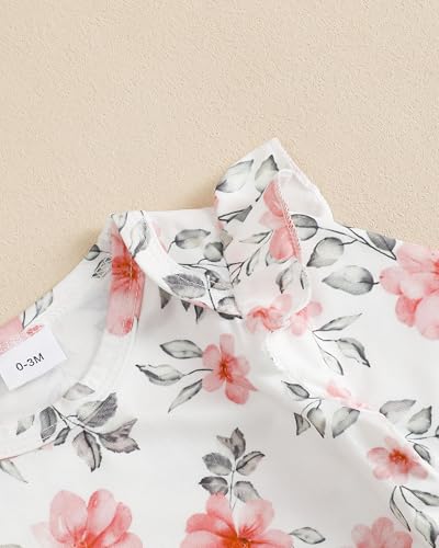 Image of Newborn Baby Girl Clothes Toddler Long Sleeve Ruffle Romper Top Infant Skirt Set Little Girl Overall Dress