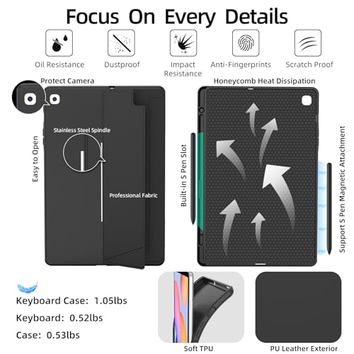 Image of JUQITECH Trackpad Keyboard Case for Samsung Galaxy Tab S6 Lite 10.4 inch 2024 /2022 /2020, Tablet Soft Kickstand Cover Case with Magnetic Wireless Backlit Touchpad Keyboard SM-P620 /P625 /P610 /P613 /P615 /P619