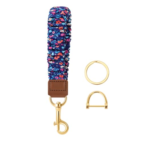 Image of Scrunchie Keychain Wristlet, Cute Key Chain Wrist Bracelet Lanyard Strap | stretchy scrunchie wristlet for keys, soft pill-resistant key chain bracelet for women, men, car keys, shopping, gym, travel