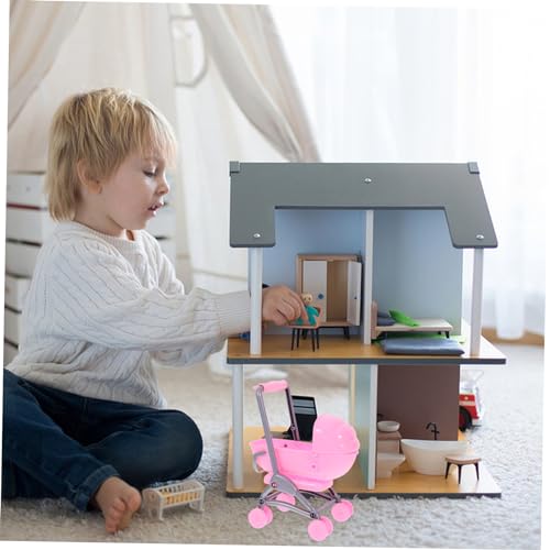 Parliky Mini Puppenwagen für Puppenhaus Simulierter Kinderwagen Zubehör für Jährige Leicht und Kompakt Fördert die Kreativität und Interaktion – Bild 5