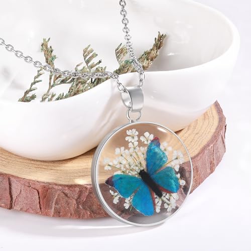 Butterfly Necklace | Pressed Wildflower Necklace | Resin Necklace | Personalized | Handmand Pressed | Gift for Women ﻿2
